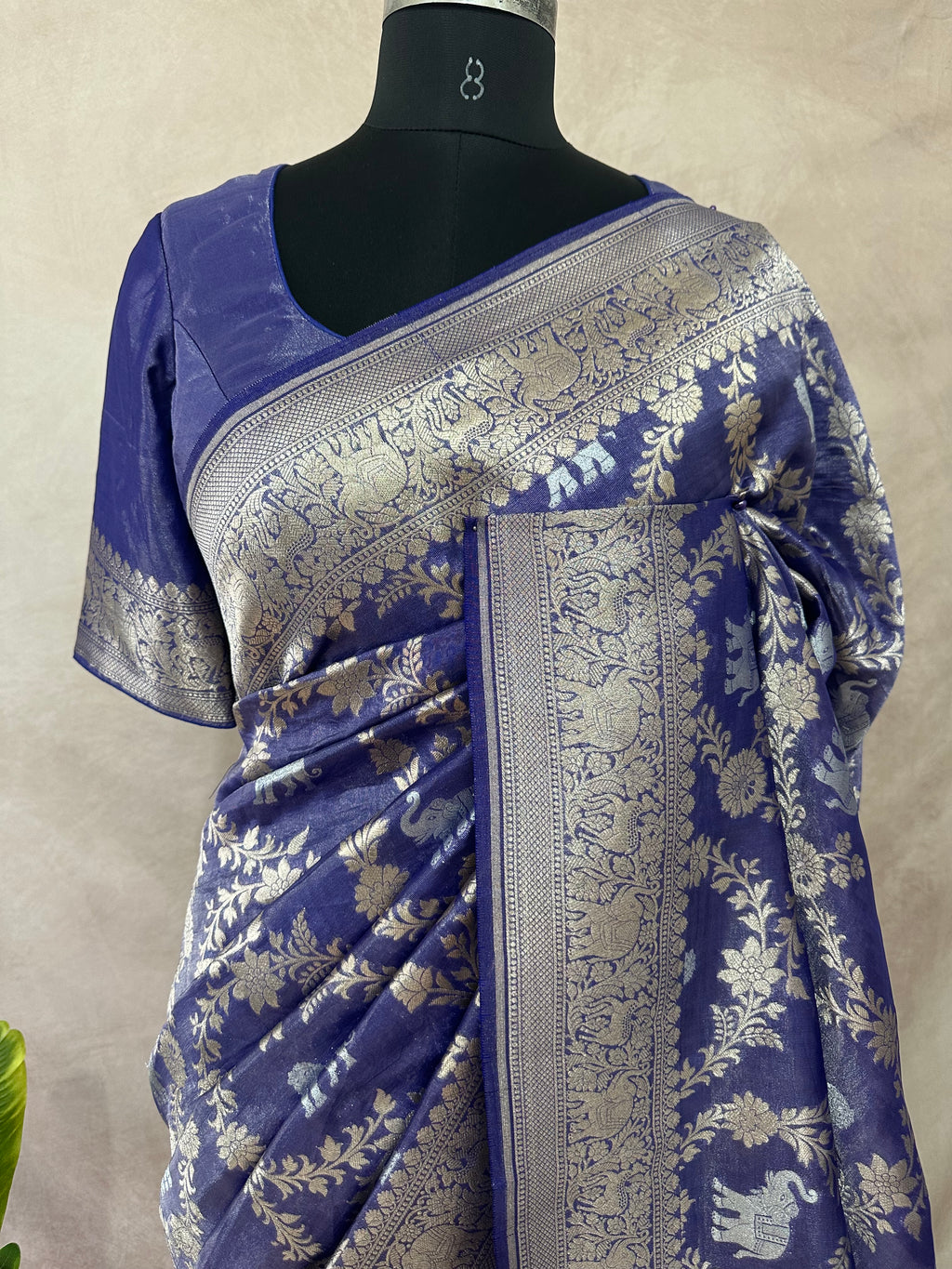 Silk Tissue Alfi figure jaal weave saree with blouse