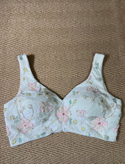 Off white tissue silk blouse with bead work