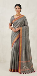 Handloom tissue cotton saree with stitched blouse