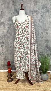 Off white kurti with bottom and dupatta