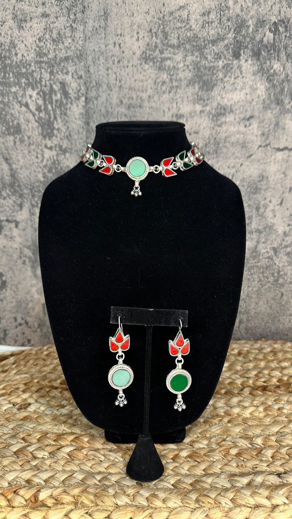 Indian glass choker with earring