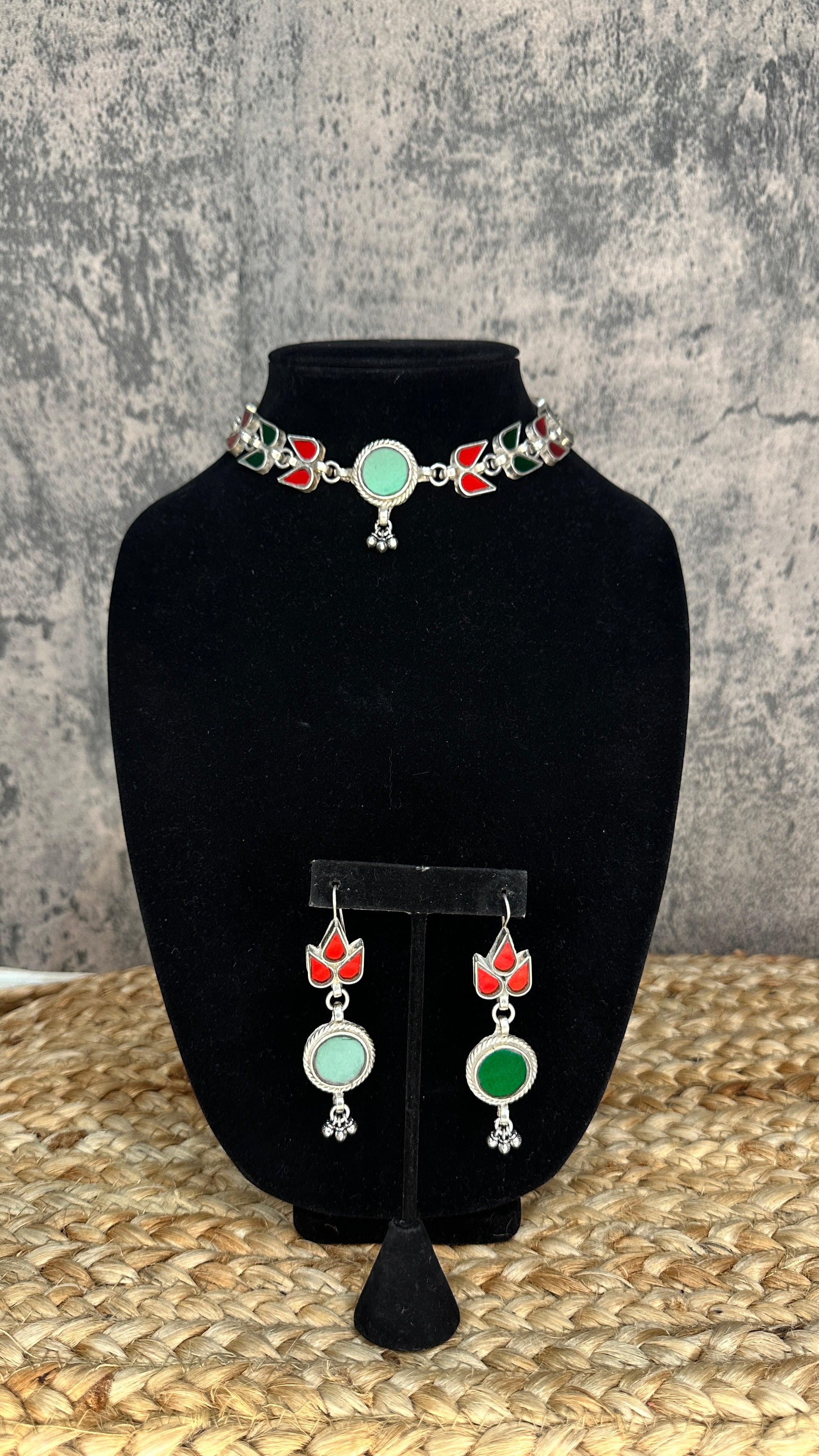 Indian glass choker with earring