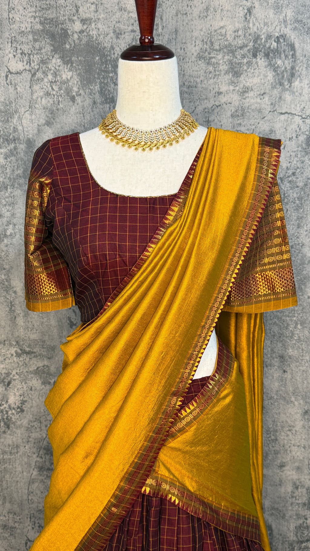 Brown narayenpettu cotton silk dhavani
