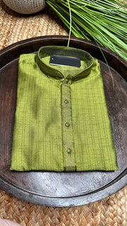 Olive green semi silk kurta - 38