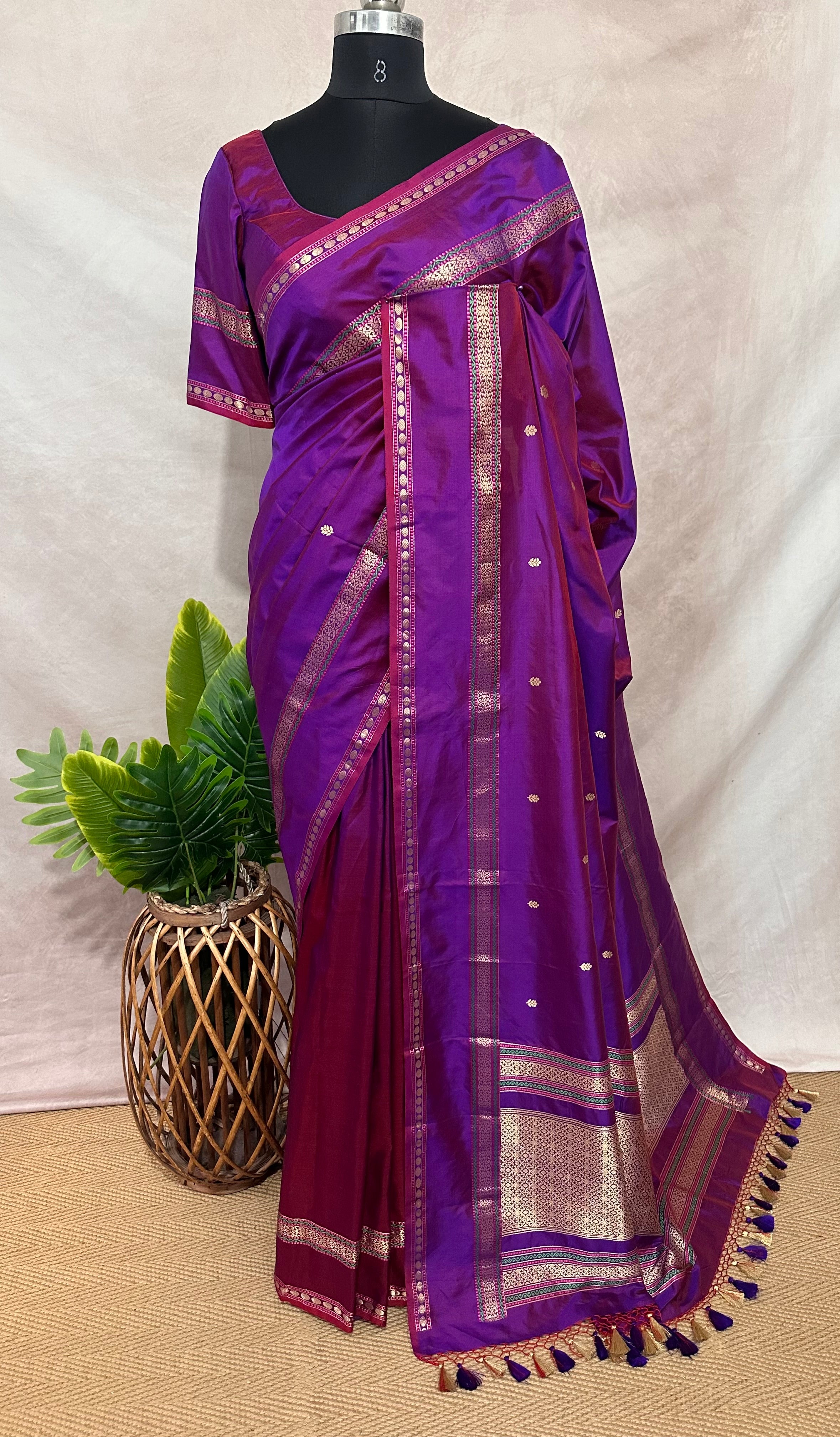 Handloom Pure katan banarsi soft silk saree with stitched blouse
