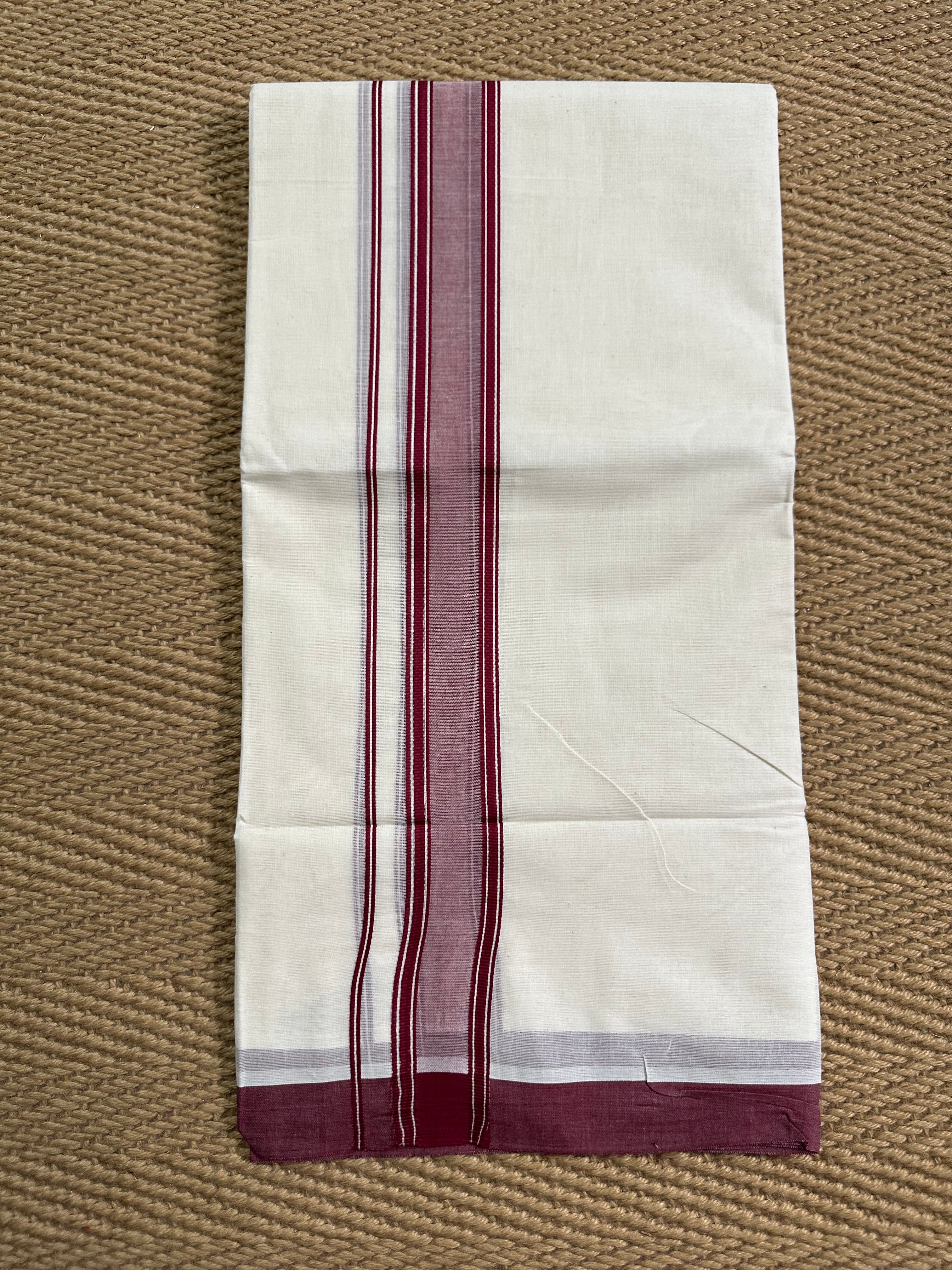 Cotton dhothi with maroon border