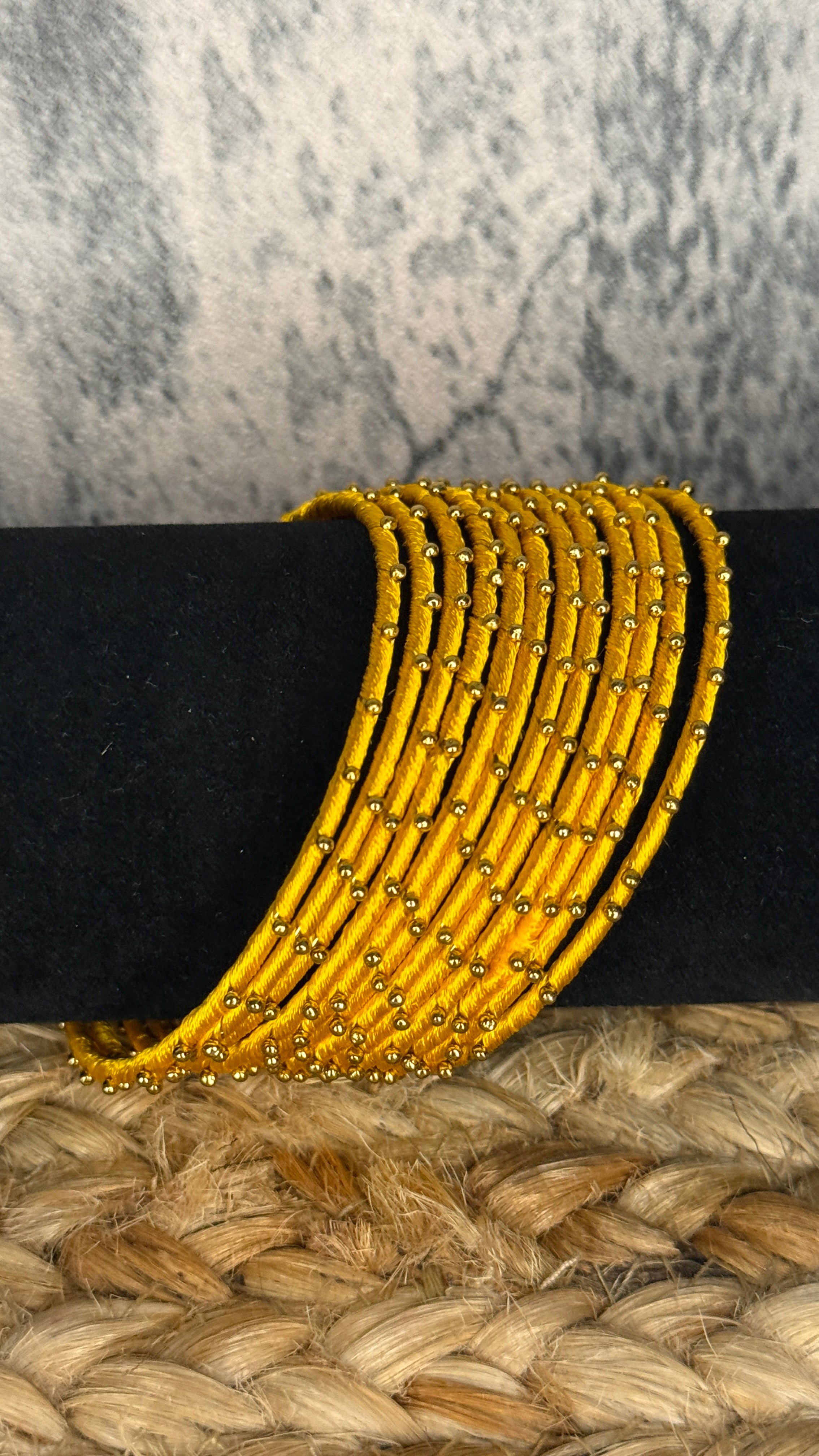 Yellow thread bangle set (12 number)- 2.8