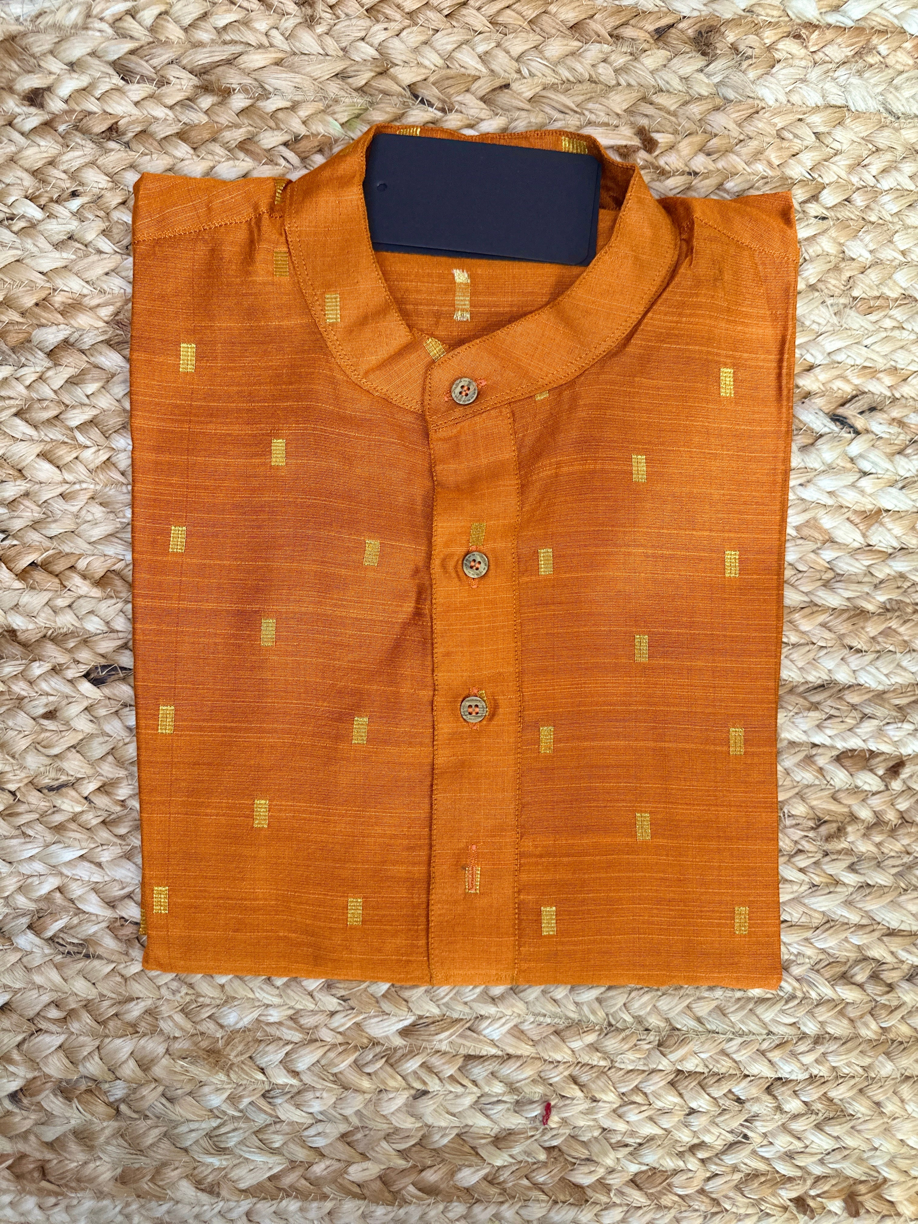 Orange cotton silk kurta