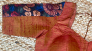 Rust color silk blouse with kalamkari patch work