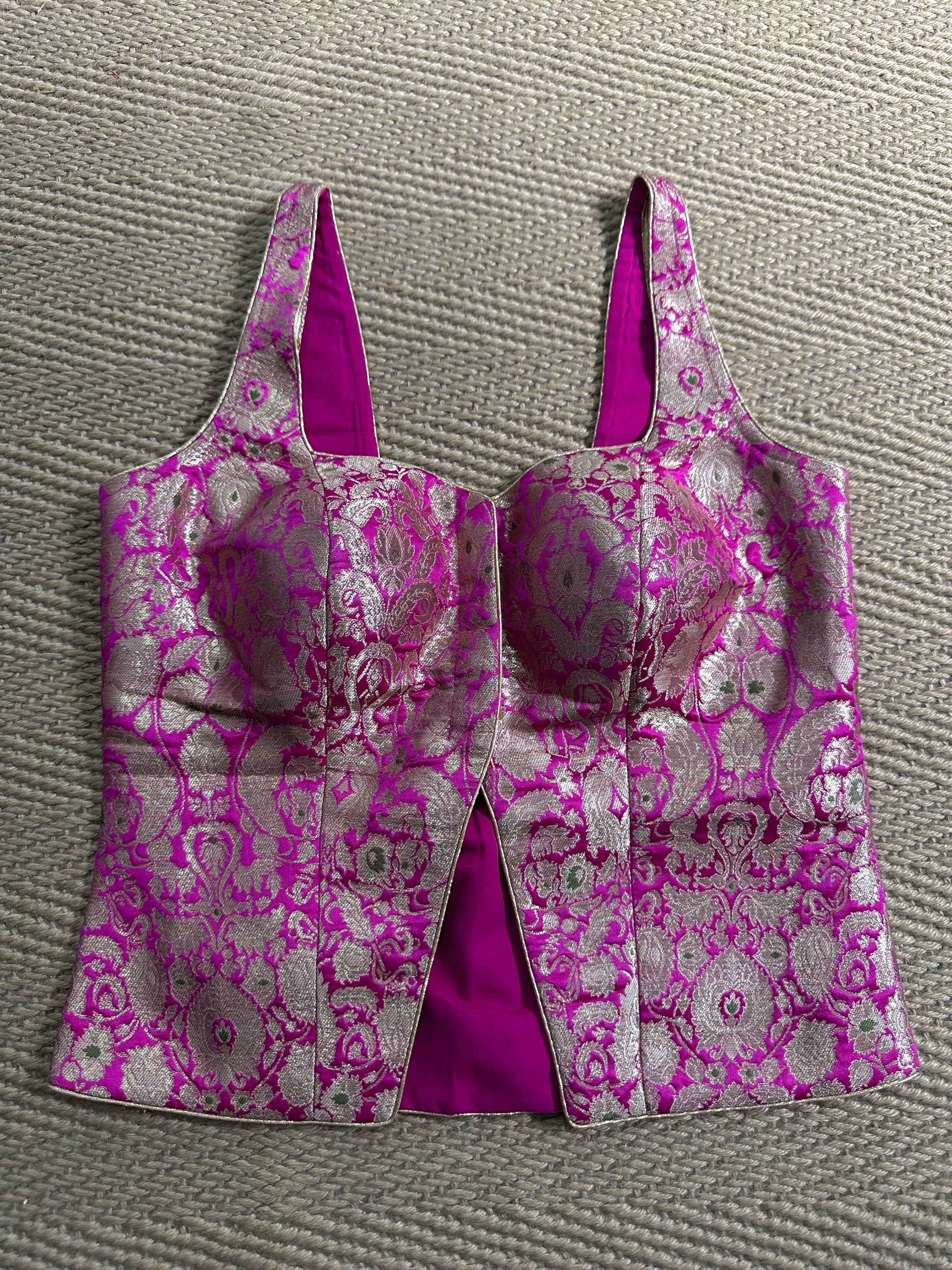 Pink banarsi brocade long top