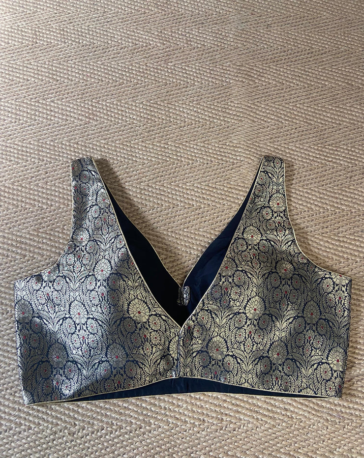 Black banarsi brocade blouse