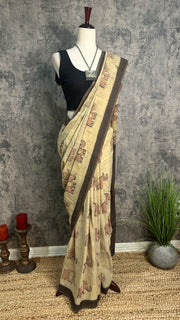 Vanaspati Ajrakh cotton sarees with hand block print with natural dye