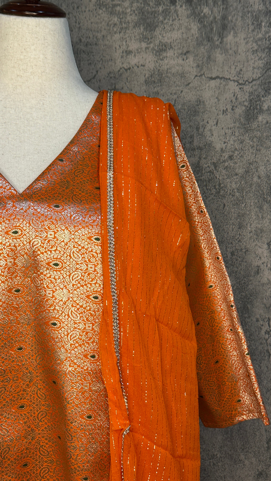 Orange banarsi top with bottom