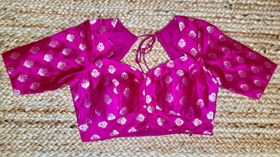 Pink and silver brocade blouse