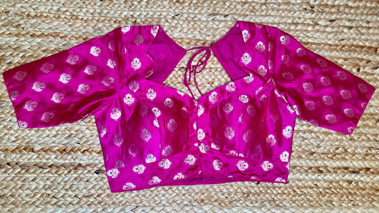 Pink and silver brocade blouse