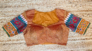 Orange ikkat semi silk blouse