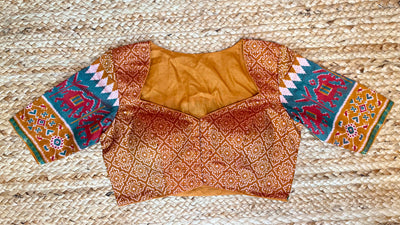 Orange ikkat semi silk blouse