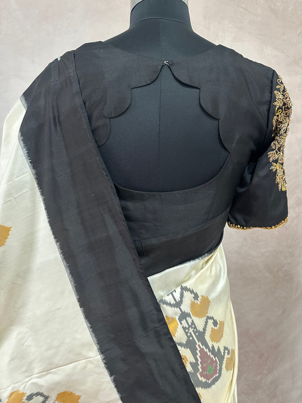 Ikkat pure silk designer saree with designer blouse