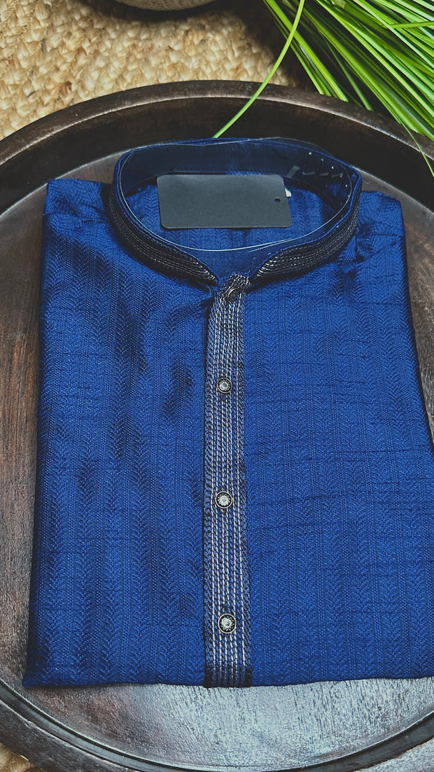 Navy blue semi silk kurta - 40