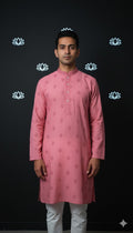 Dark brick red color cotton silk kurta