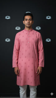 Dark brick red color cotton silk kurta