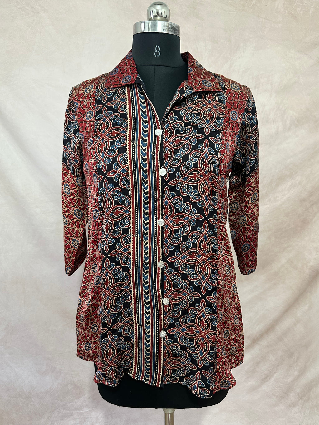Pure Modal silk shirt with hand block print