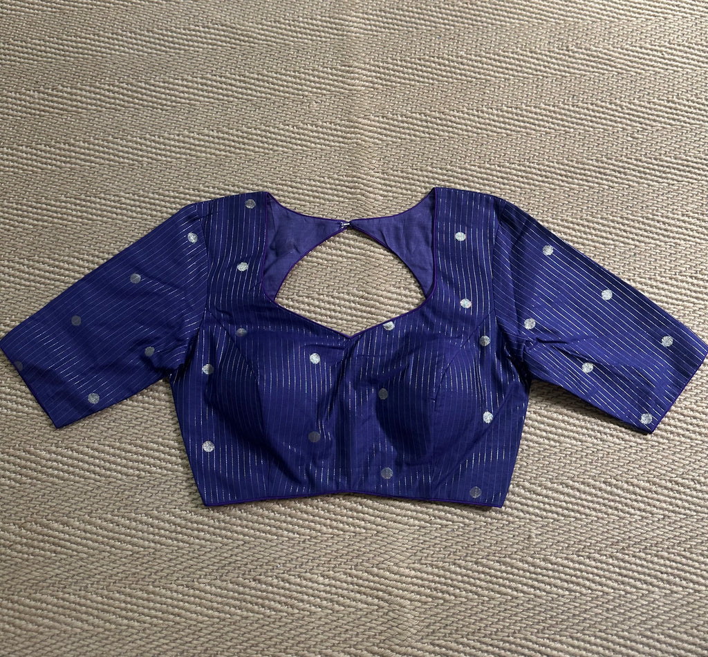 Purple silk cotton blouse with sleeves
