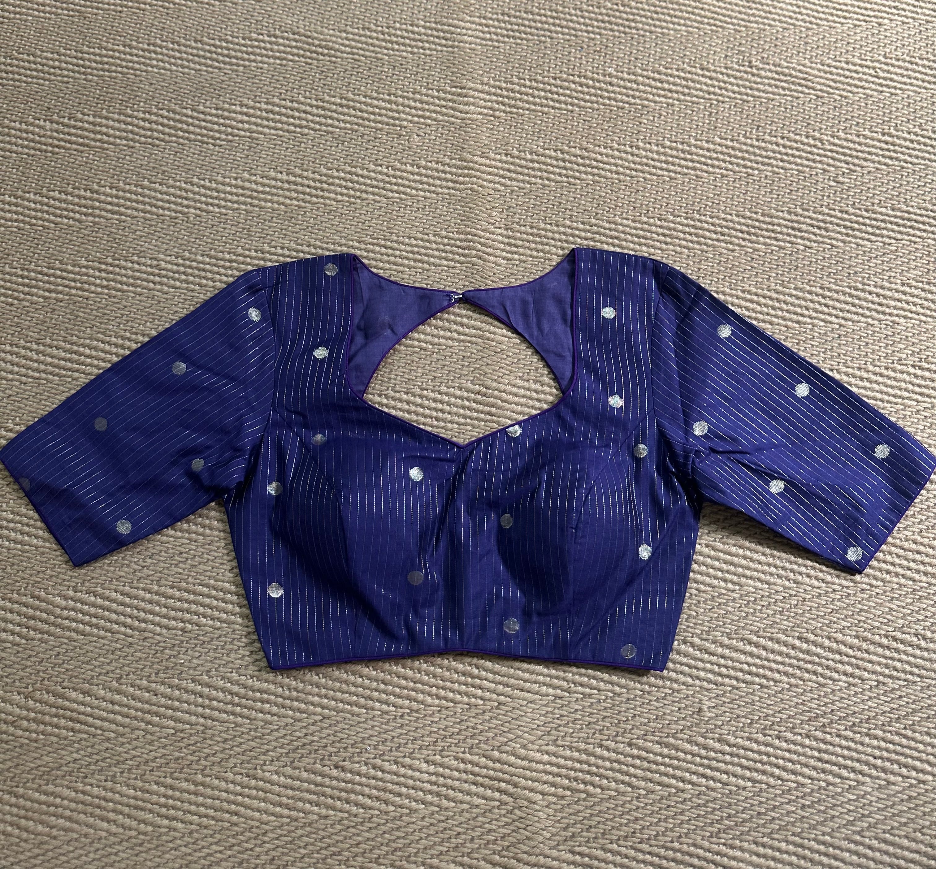 Purple silk cotton blouse with sleeves