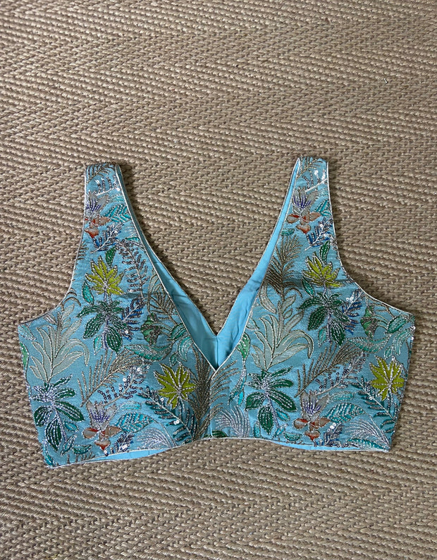 Light blue tissue silk blouse
