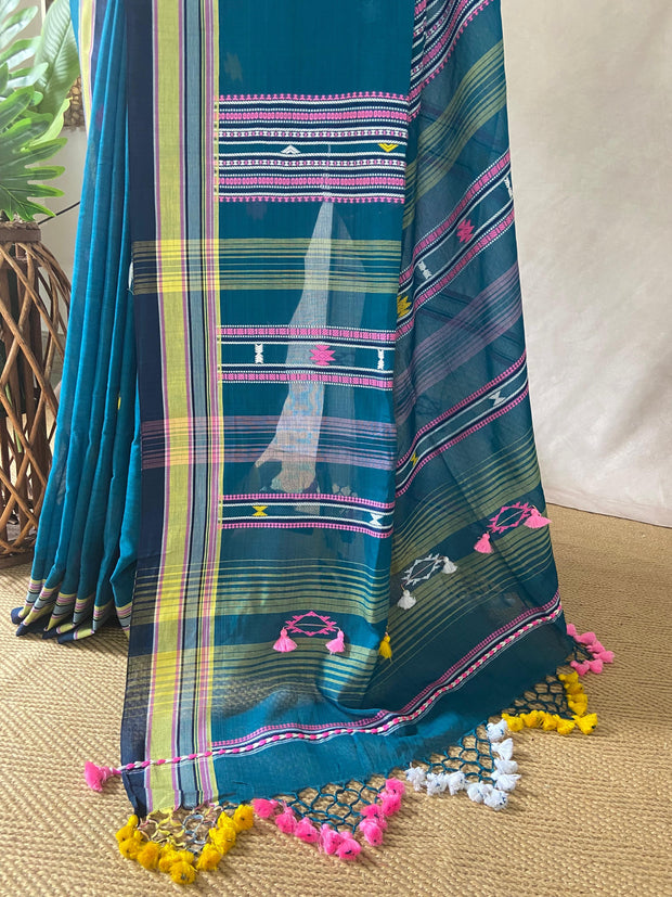 Blue Bhujodi saree, with BP