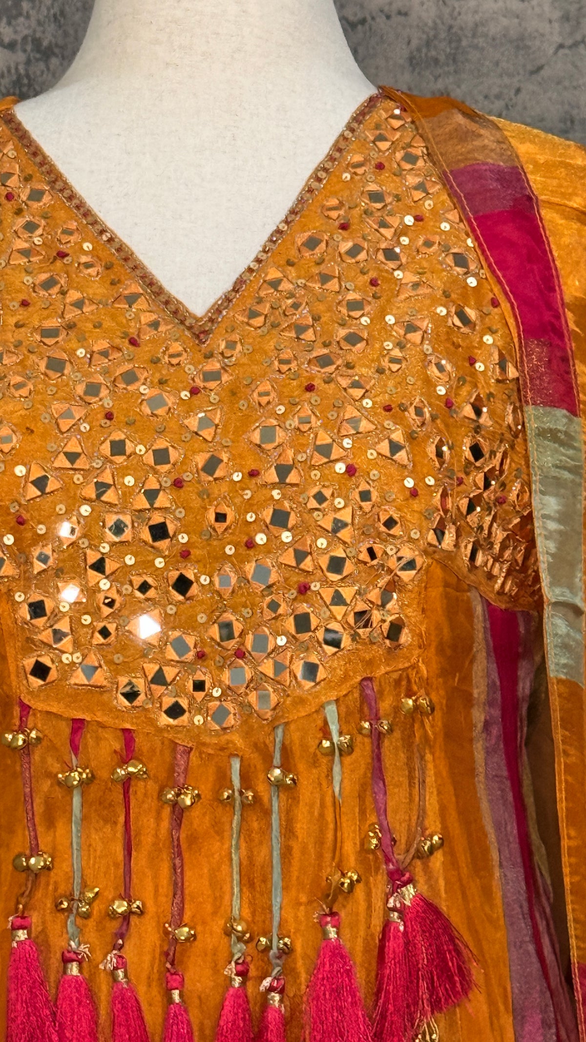 Orange designer kurti set