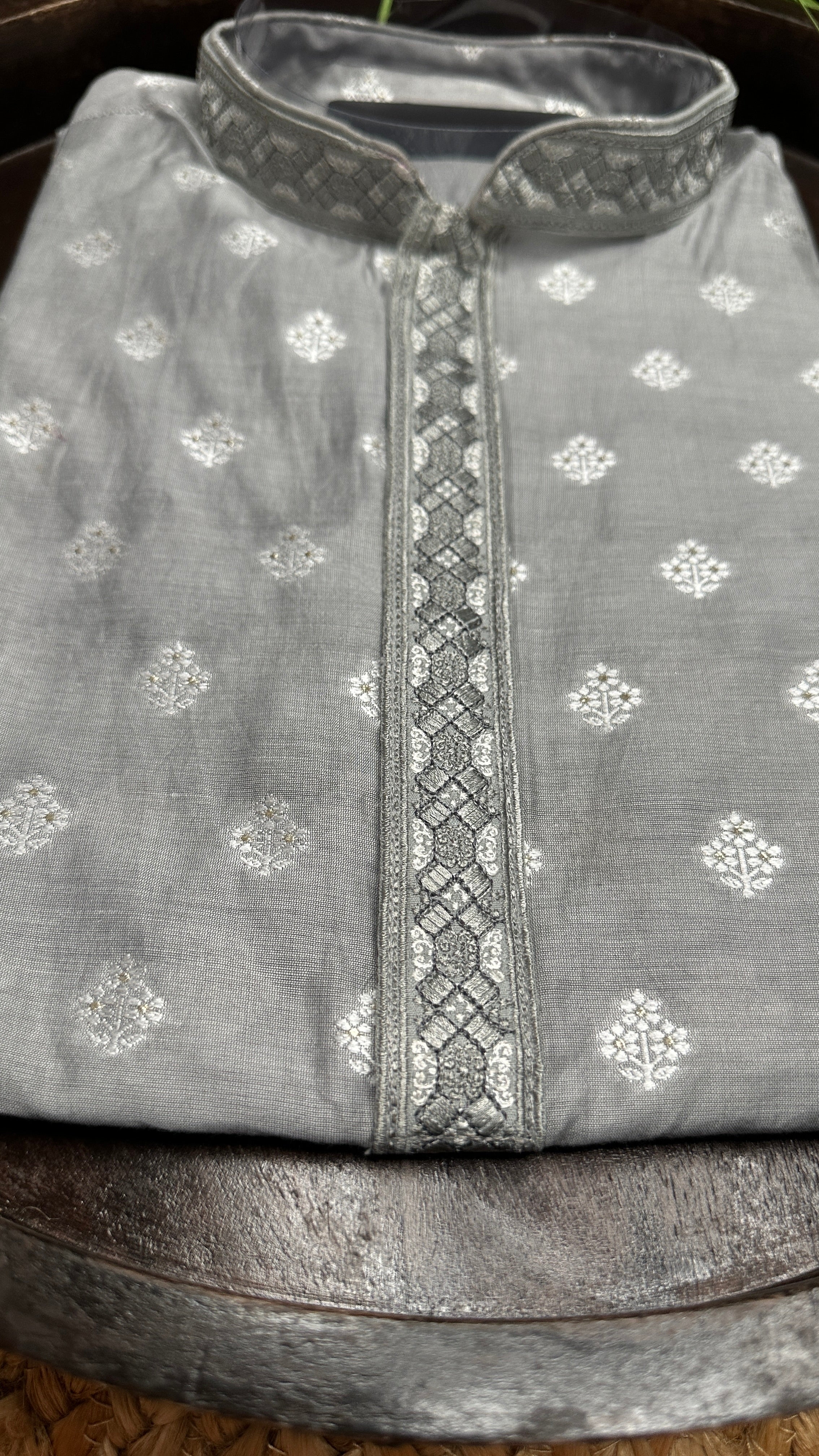 Grey cotton silk kurta - 42