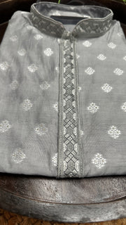 Grey cotton silk kurta - 40