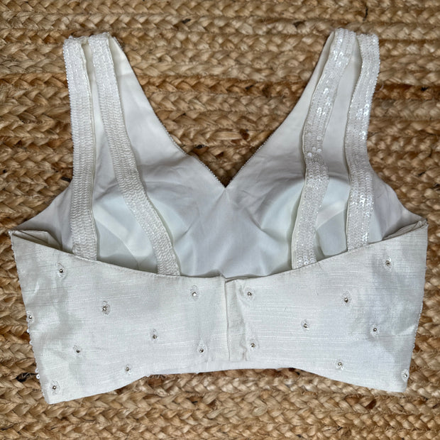 White sequins designer blouse