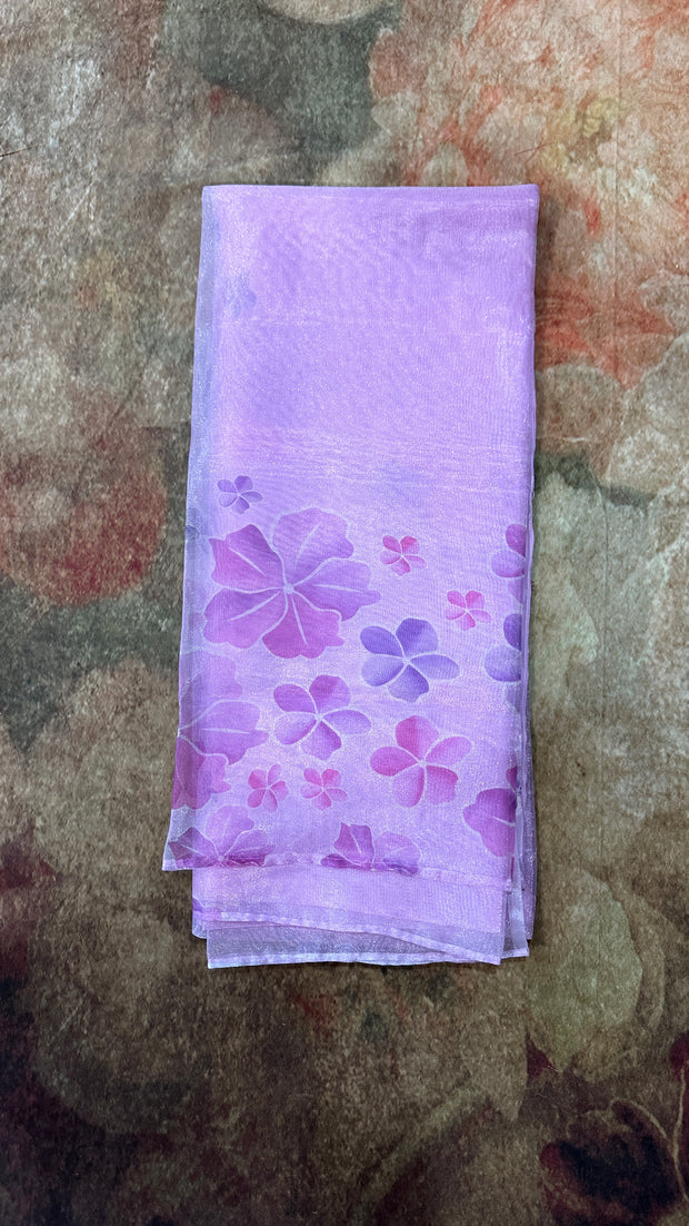 Lilac semi organza saree