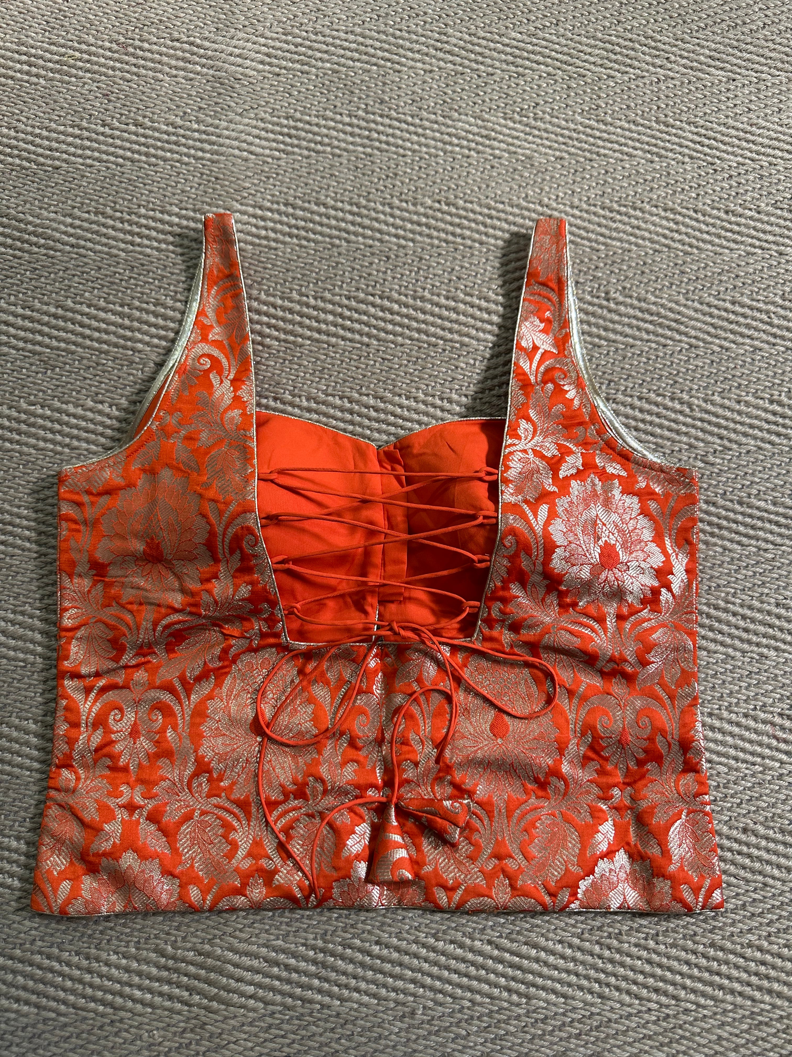 Orange banarsi brocade long top