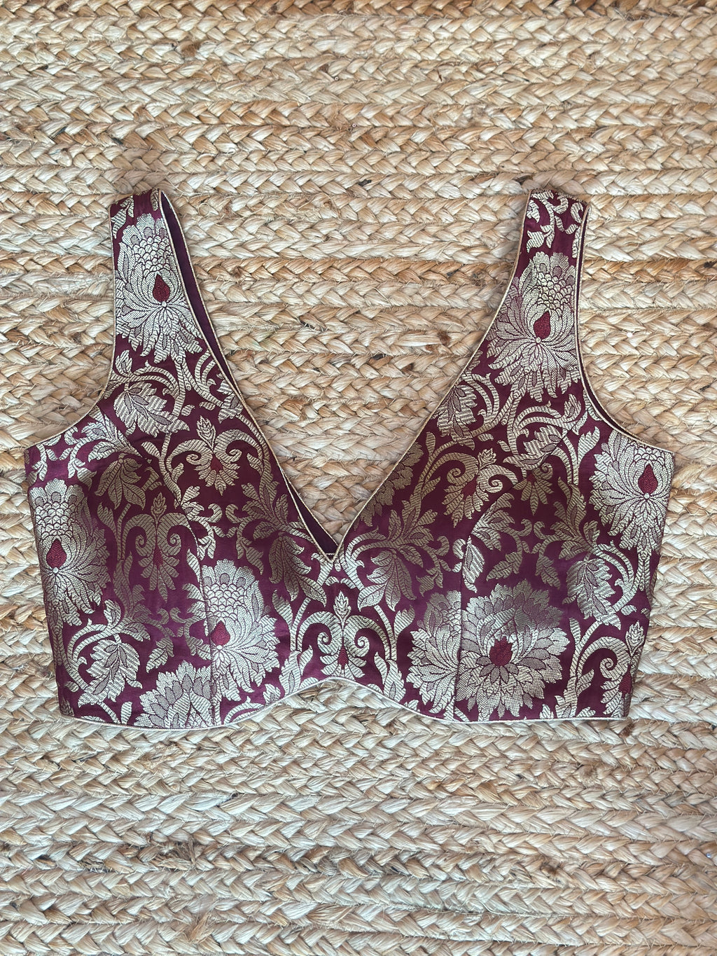 Wine brocade blouse