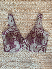Wine brocade blouse