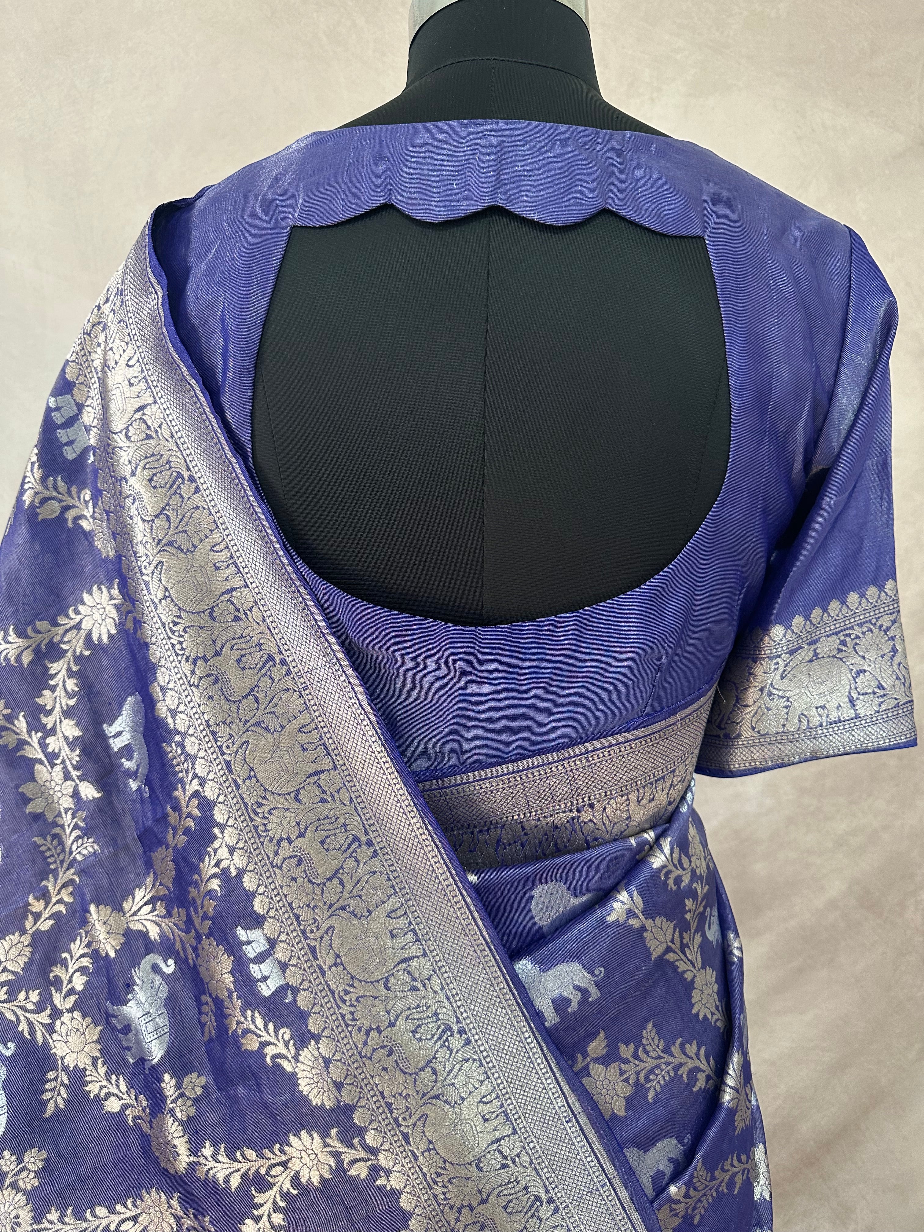 Silk Tissue Alfi figure jaal weave saree with blouse