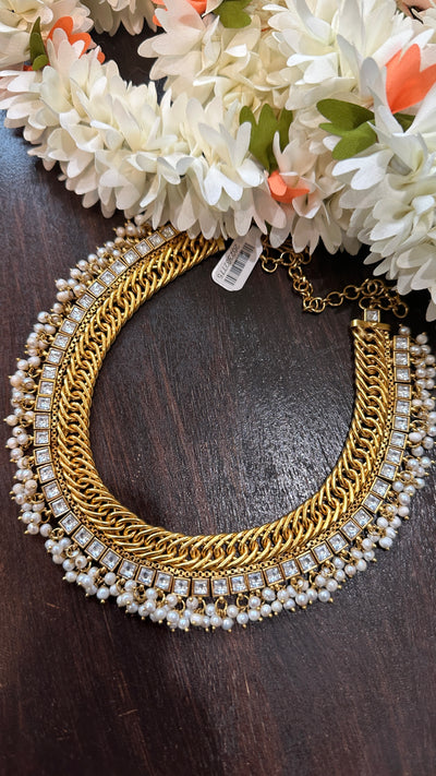 Designer inspired necklace with white kemp stones