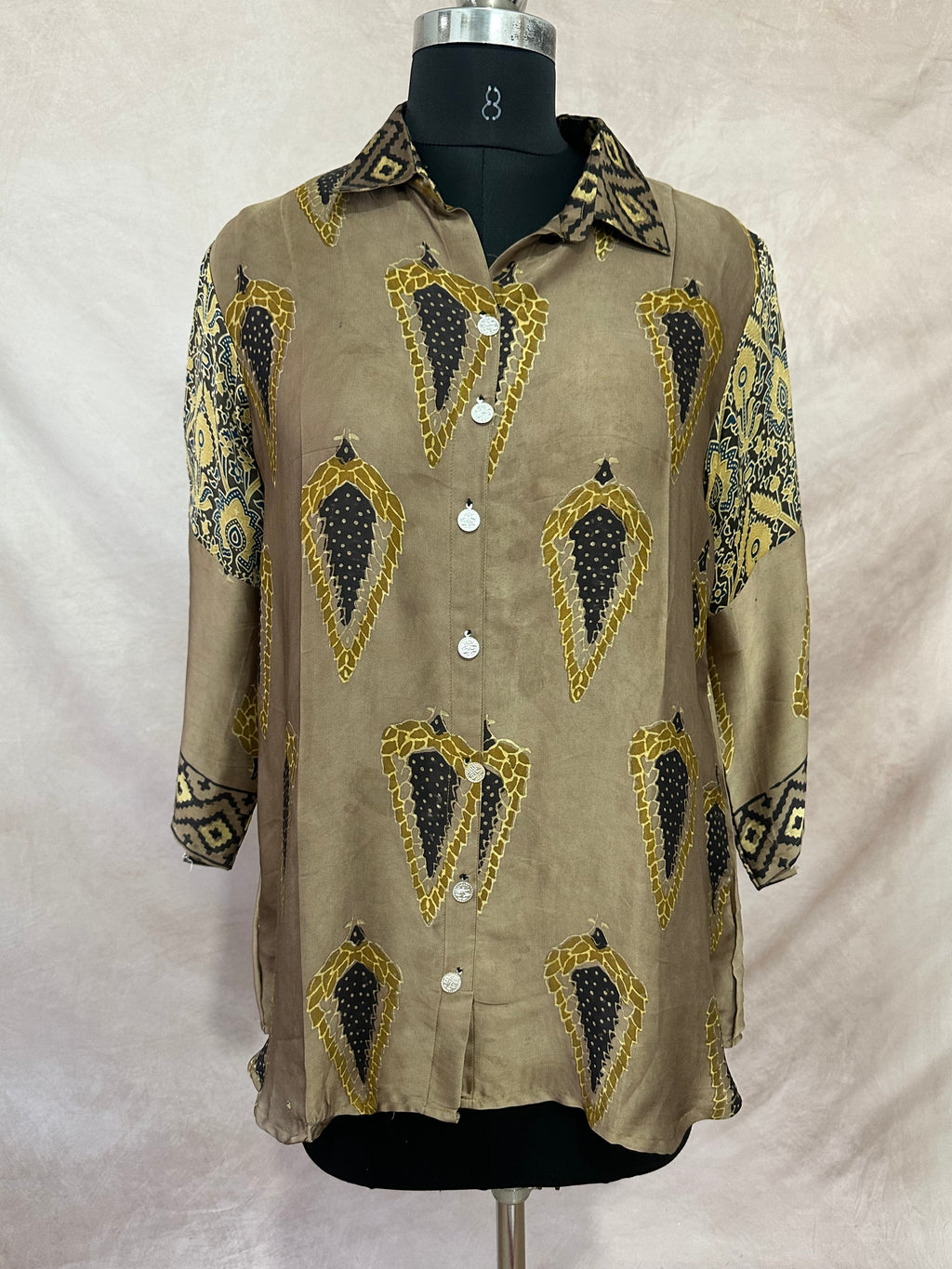 Pure Modal silk shirt with hand block print