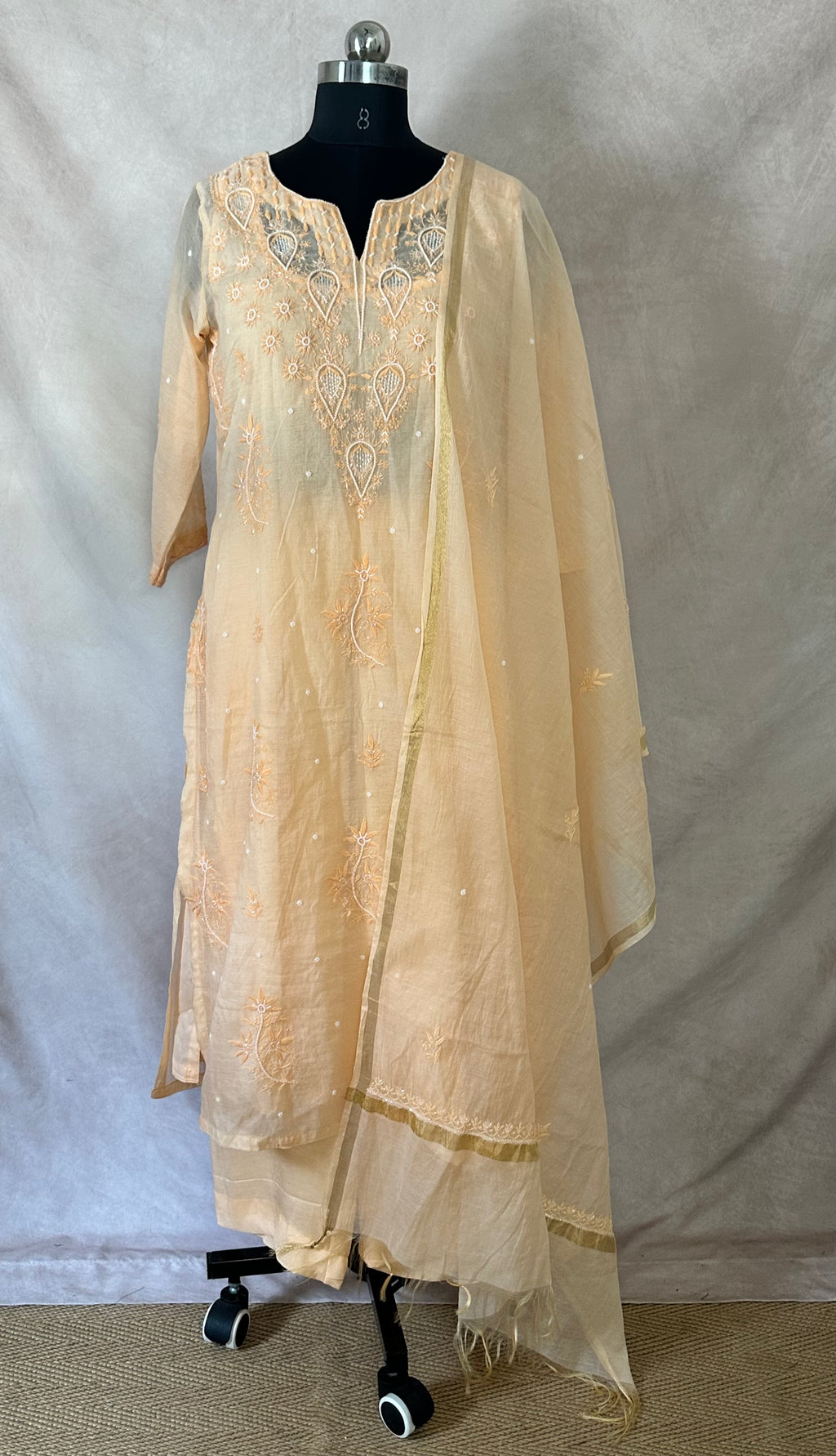 Designer Chikankari kurti with bottom and dupatta