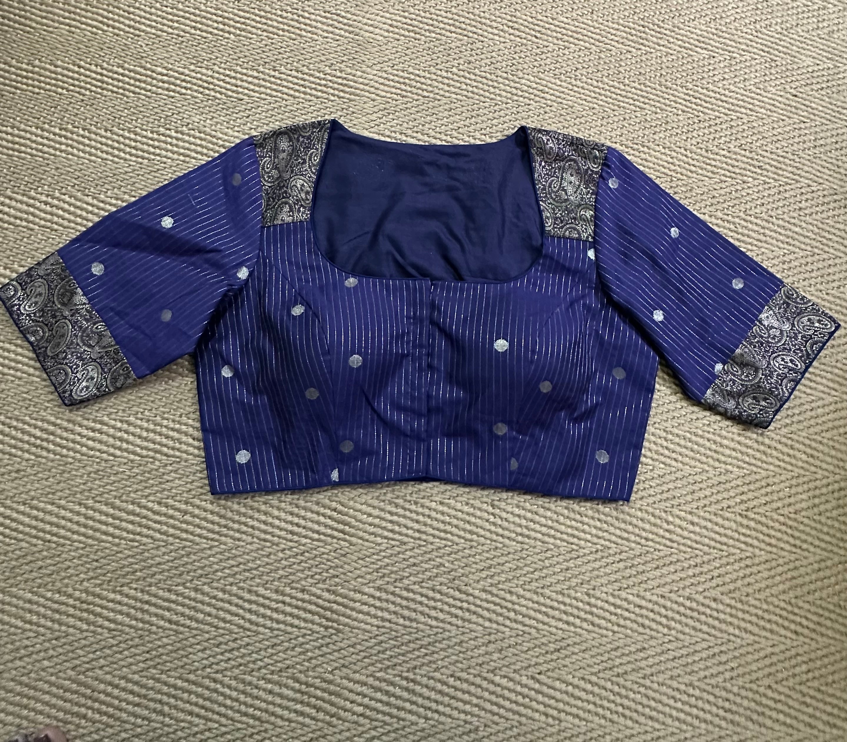 Purple  silk cotton blouse with  sleeves