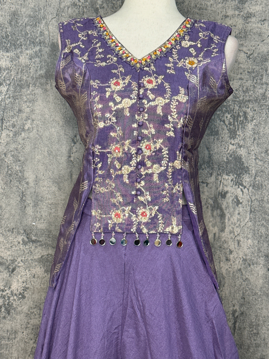 Lilac banarsi short top with pallazo pants