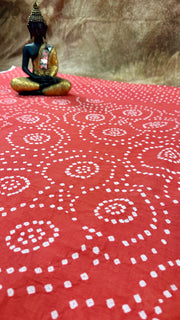 Hand bandhej Peach cotton saree, with designer long blouse