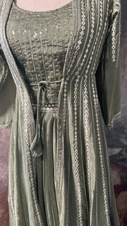 Olive green lehanga with shrug