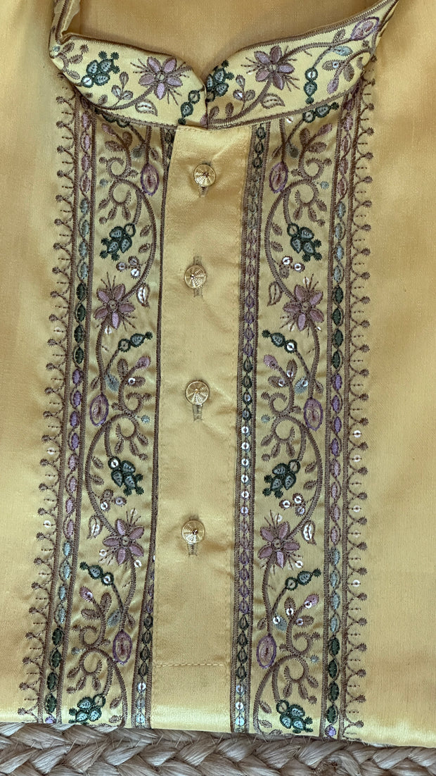 Light Yellow kurta with emroidery