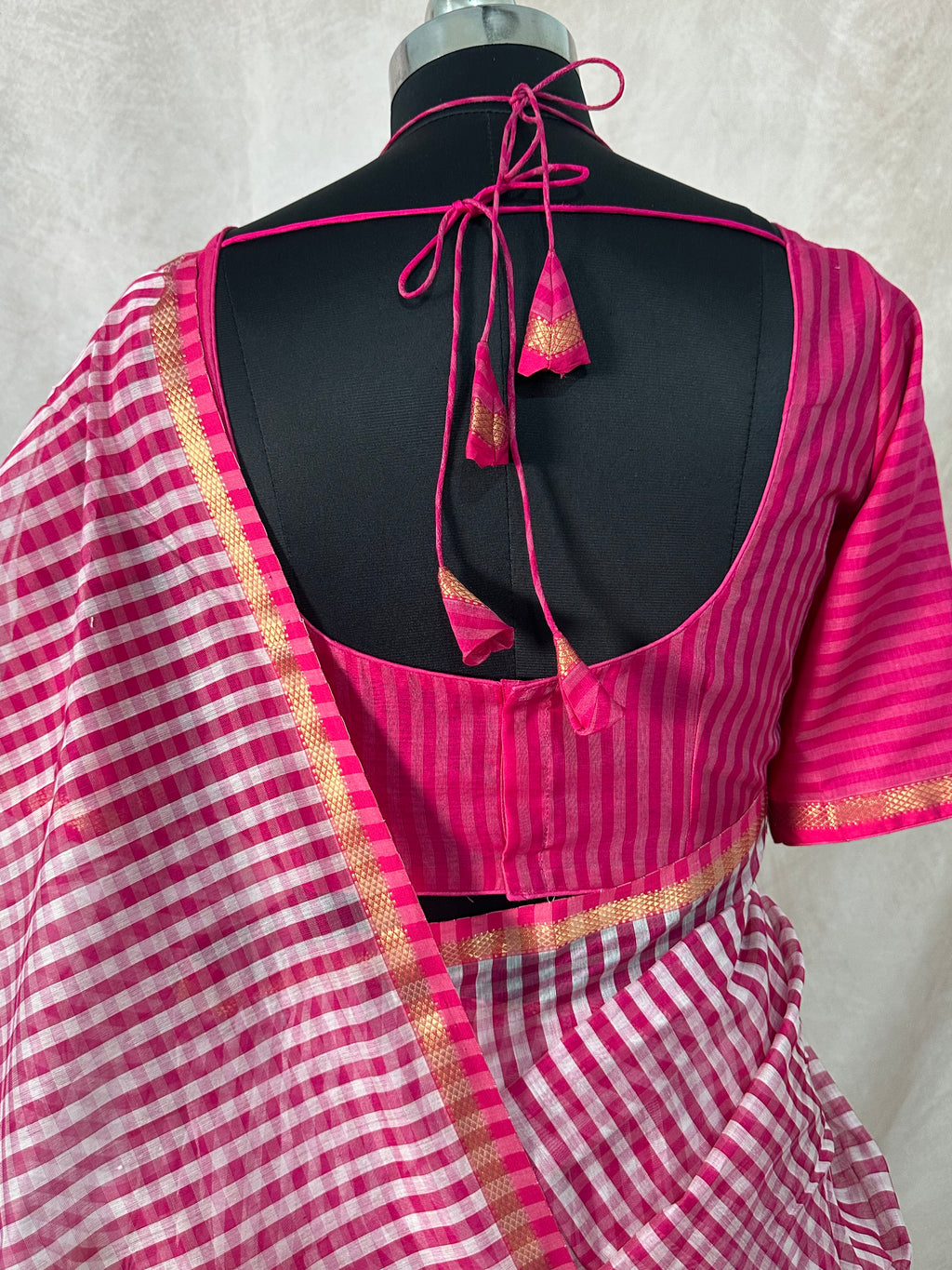 Maheshwari silk saree with stitched blouse