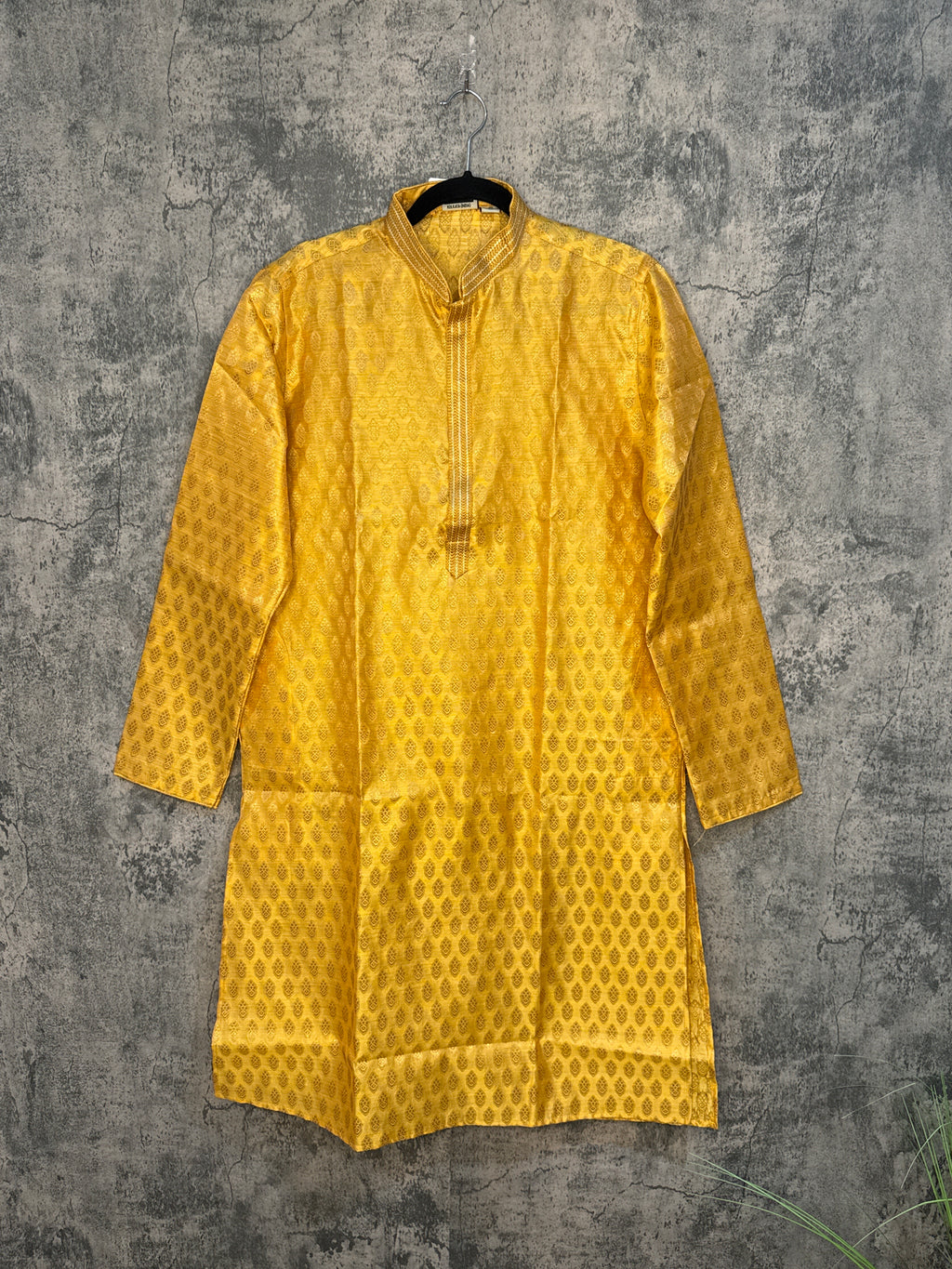 Mustard yellow banarsi brocade style kurta