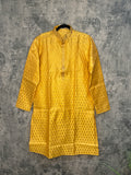 Mustard yellow banarsi brocade style kurta